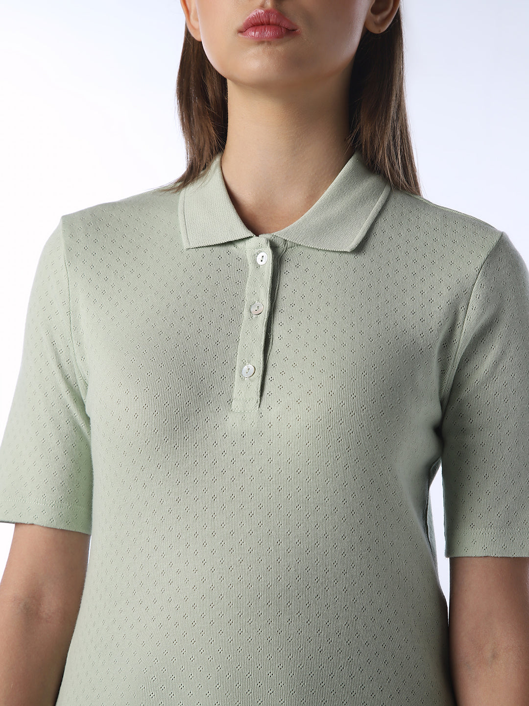 Light Green Textured Polo