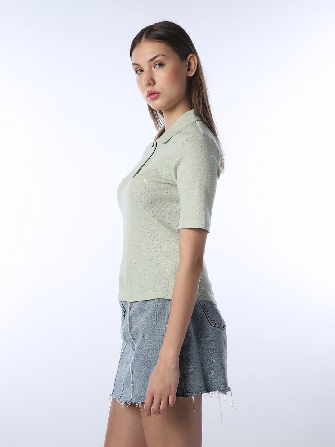 Light Green Textured Polo