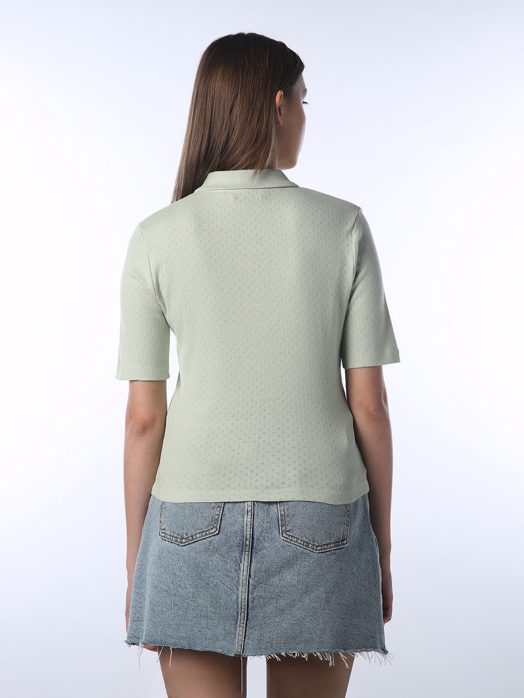 Light Green Textured Polo