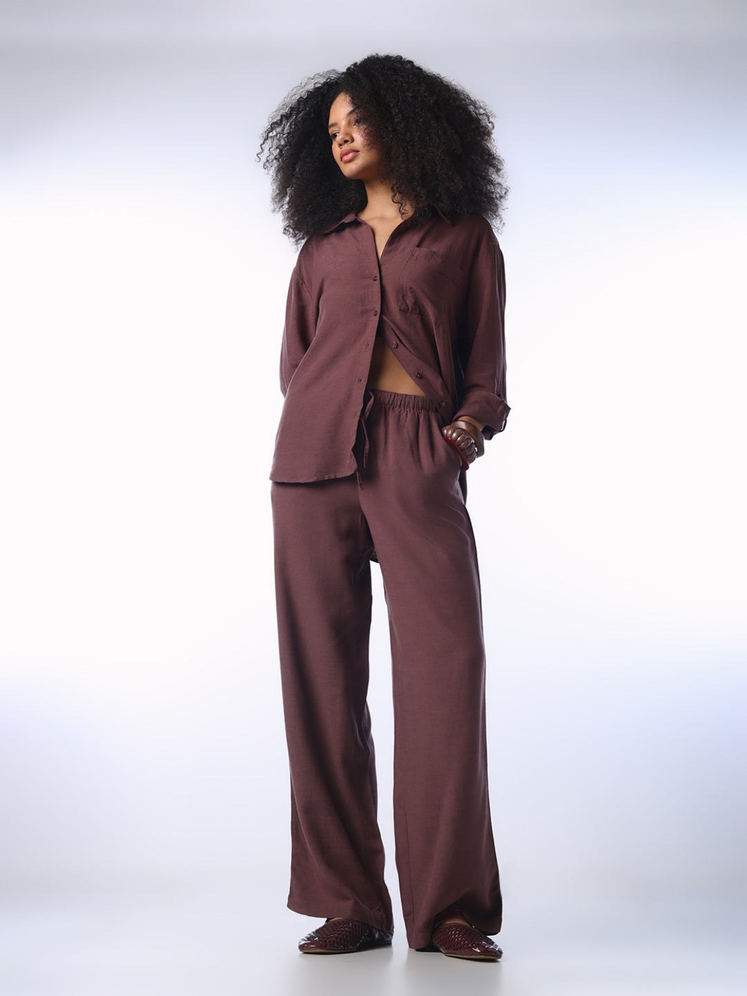 Linen Blend Loose Fit Pants