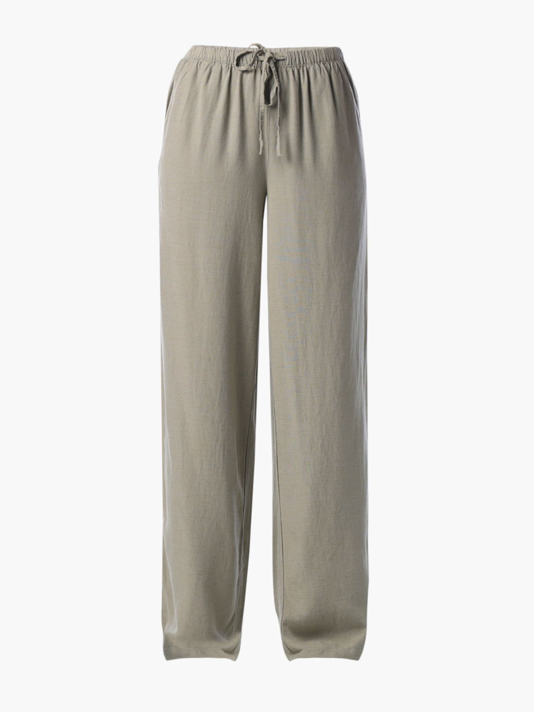 Linen Blend Loose Fit Pants - Light Green