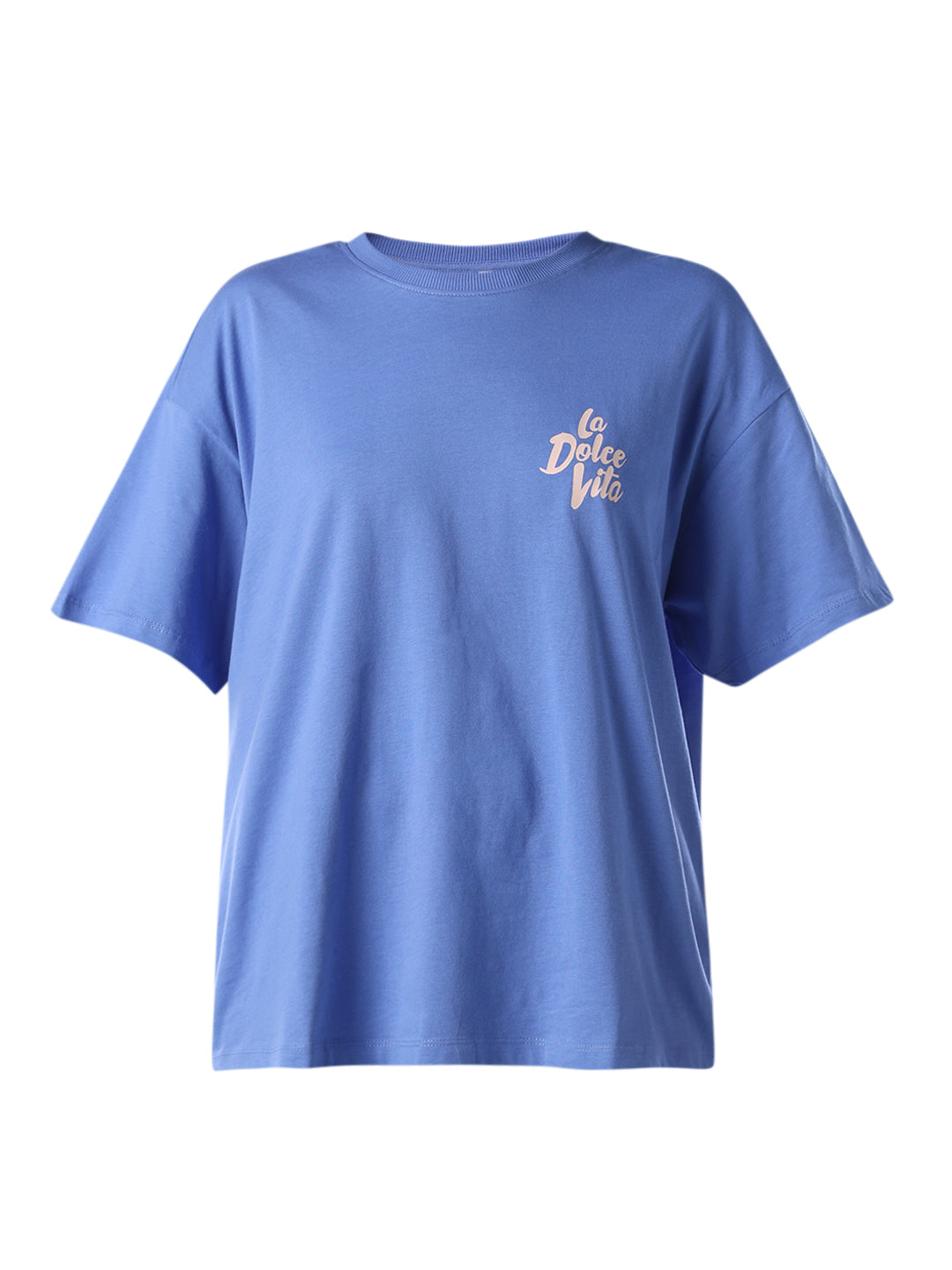 Organic Cotton Printed Oversized T-shirt - Blue
