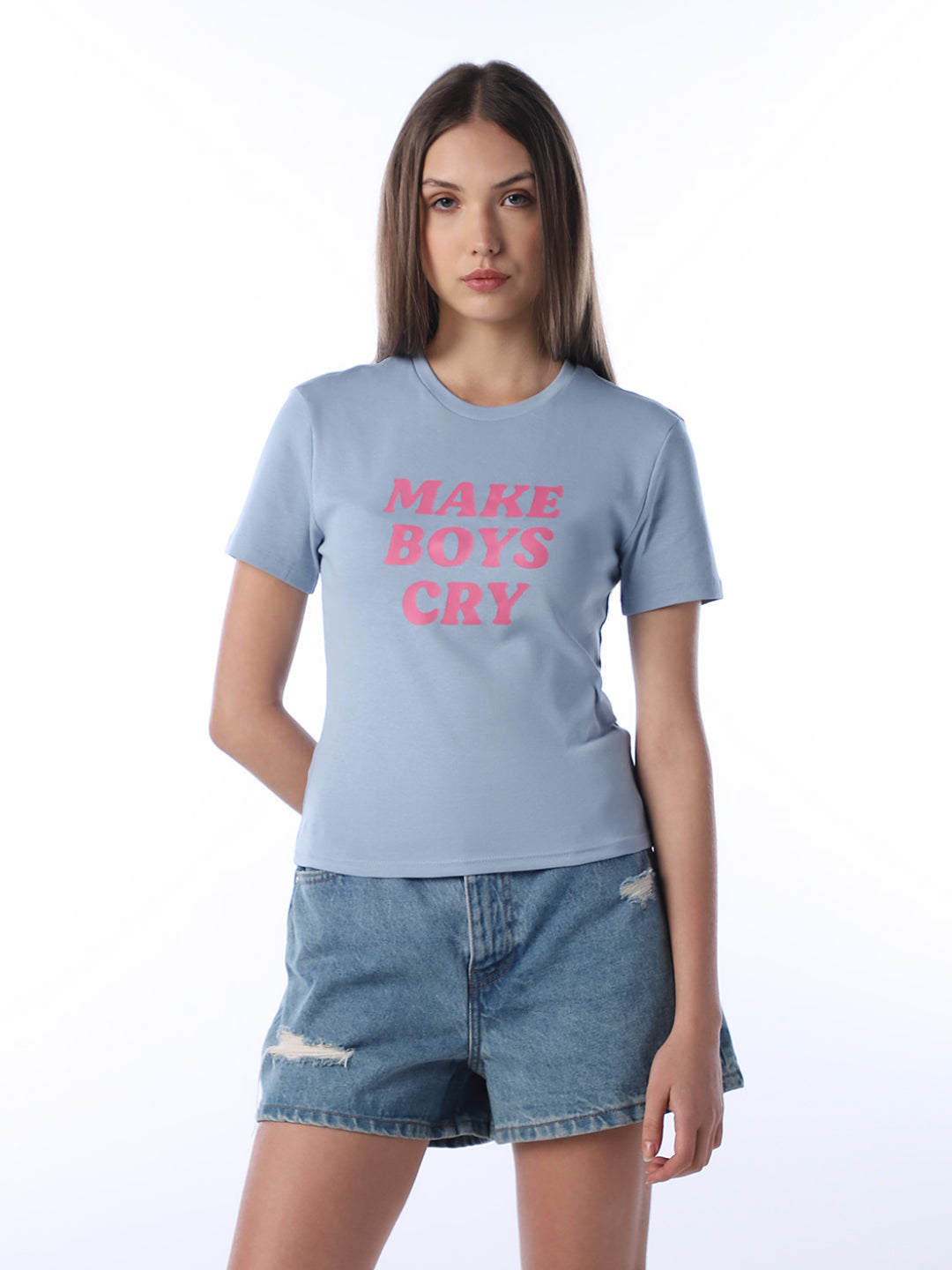 Blue Printed Organic Cotton T-shirt