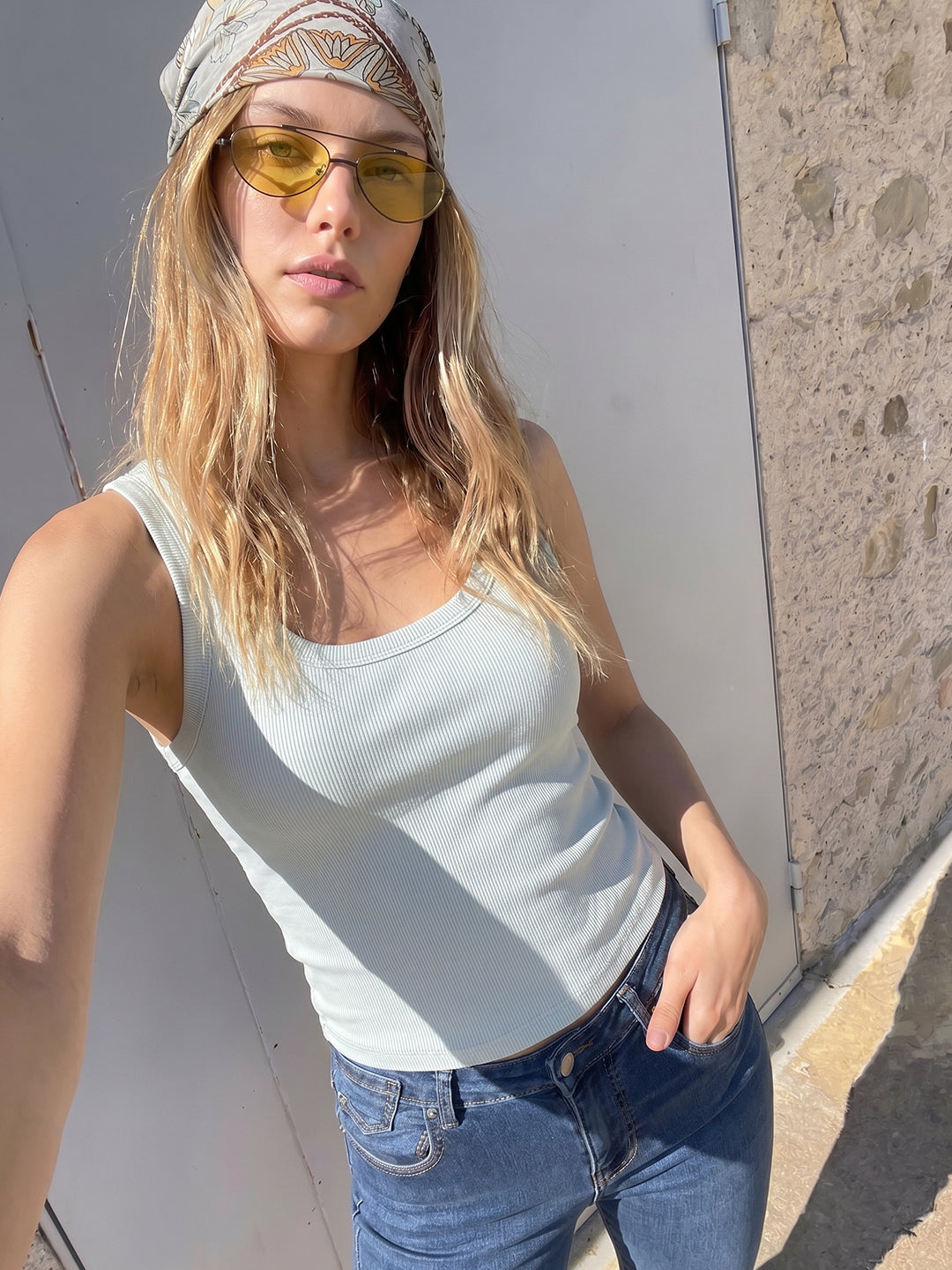Light Green Scoop Neck Tank Top