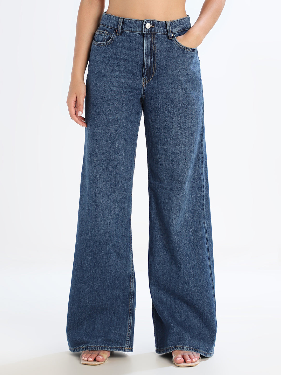 Dark Blue High Rise Flared Jeans