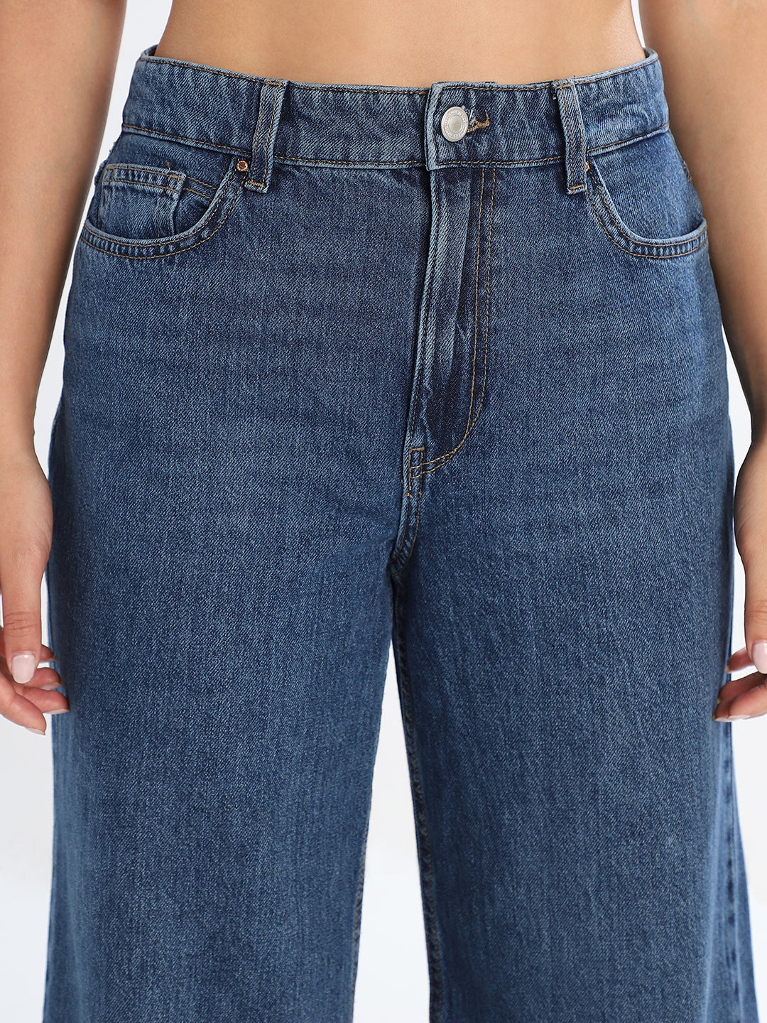 Dark Blue High Rise Flared Jeans