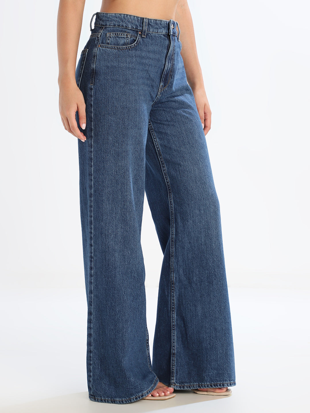 Dark Blue High Rise Flared Jeans