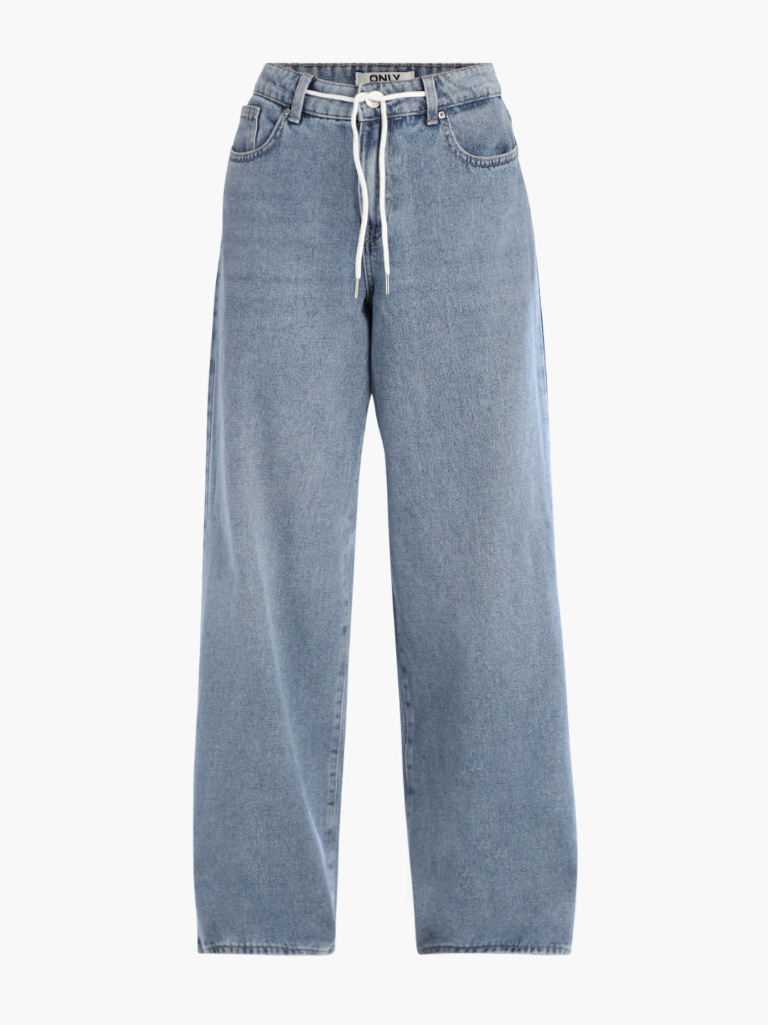 Light Blue Drawstring Wide Leg Jeans