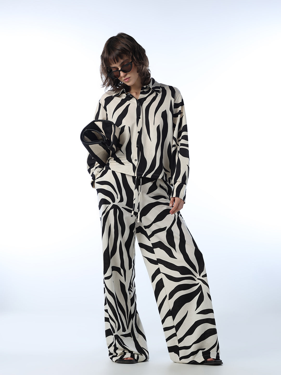 Printed Pull-Up Flared Pants