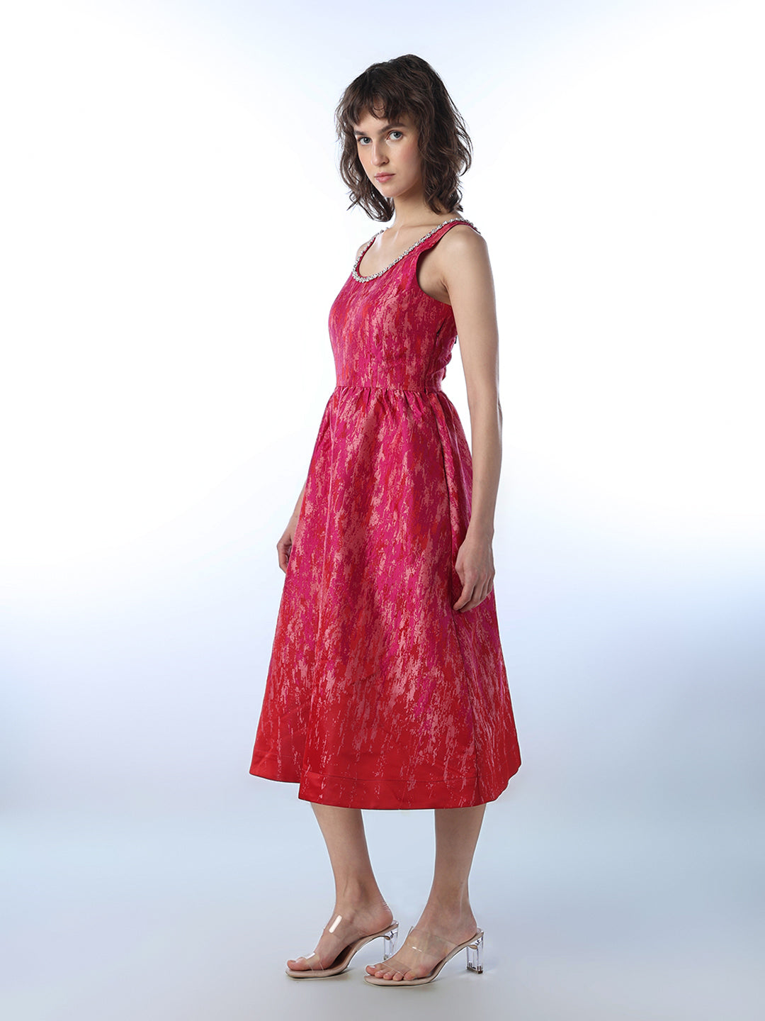 Embellished Ombre Midi Dress