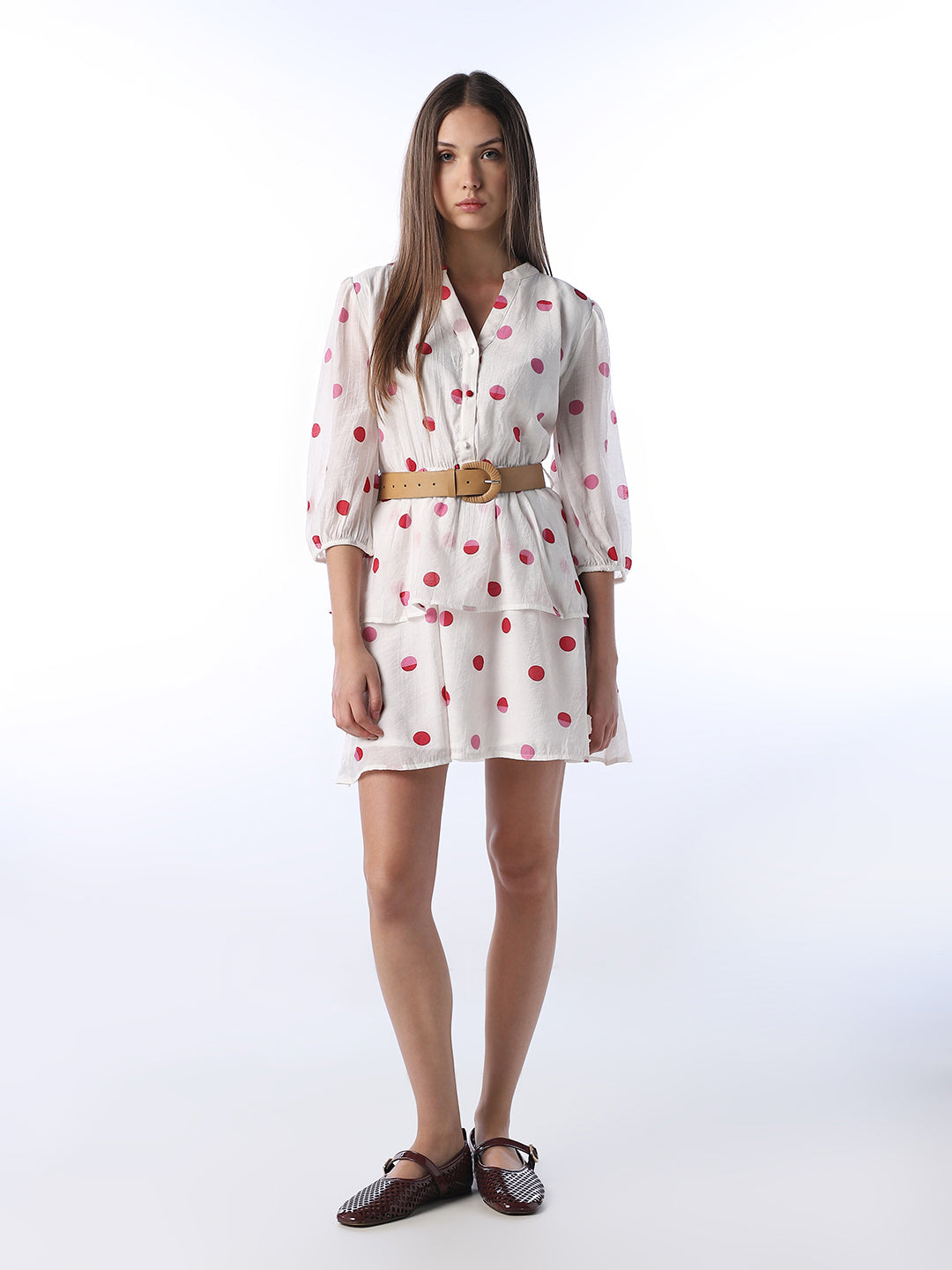 Polka Dot Tiered Mini Dress