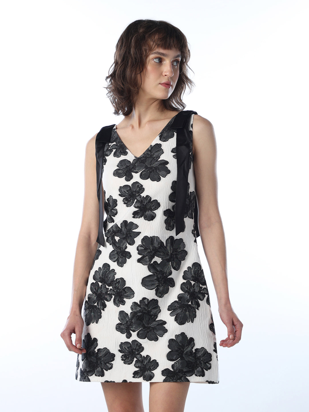 Floral Textured Short Dress