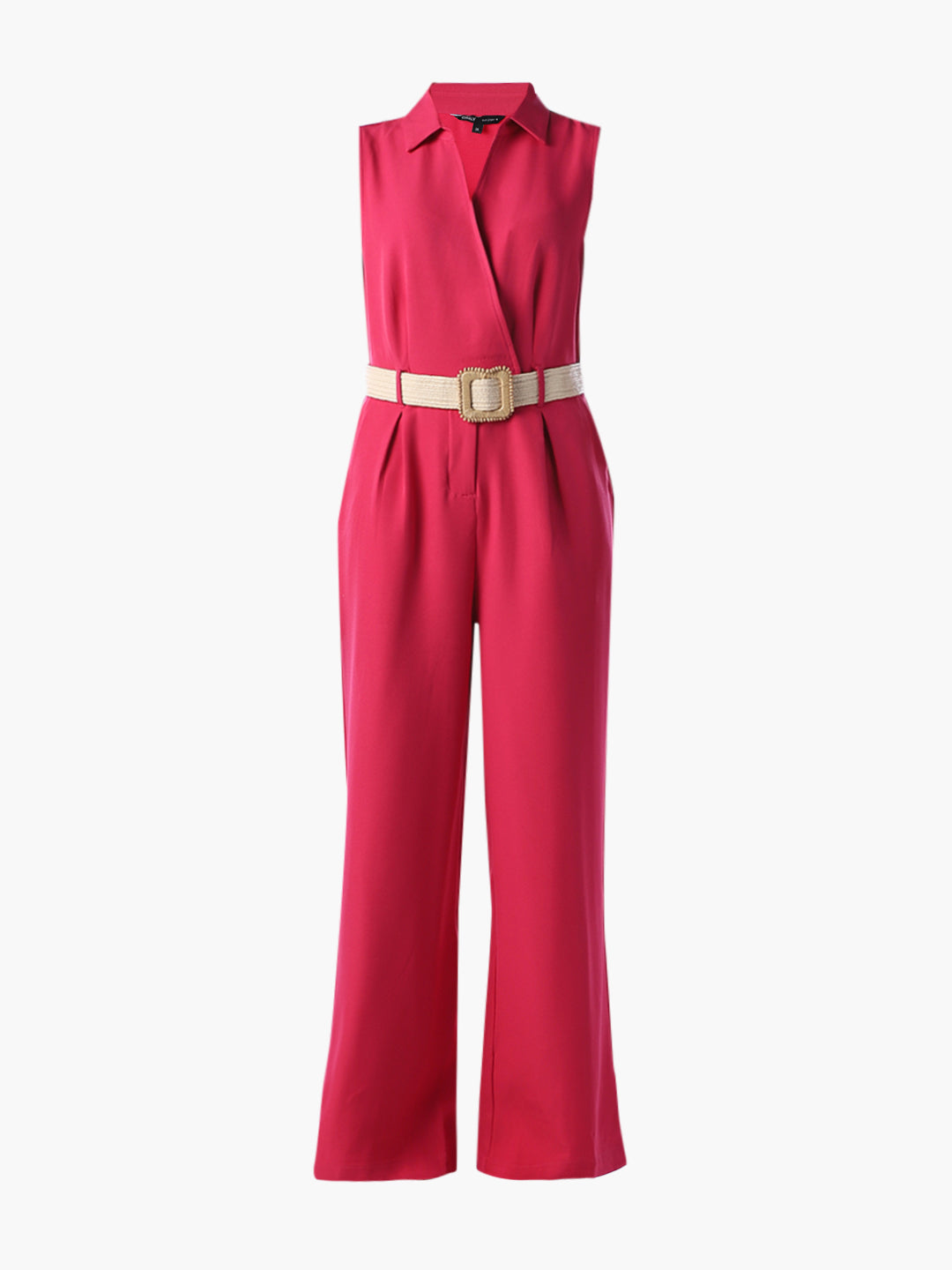Fuchsia Pink Belted Jumpsuit
