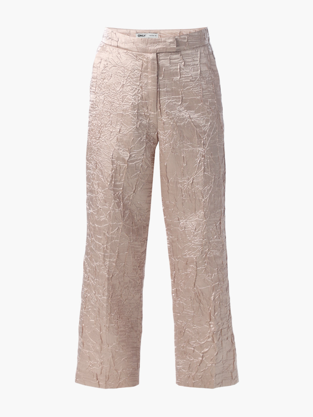 Crinkled Satin Straight Pants