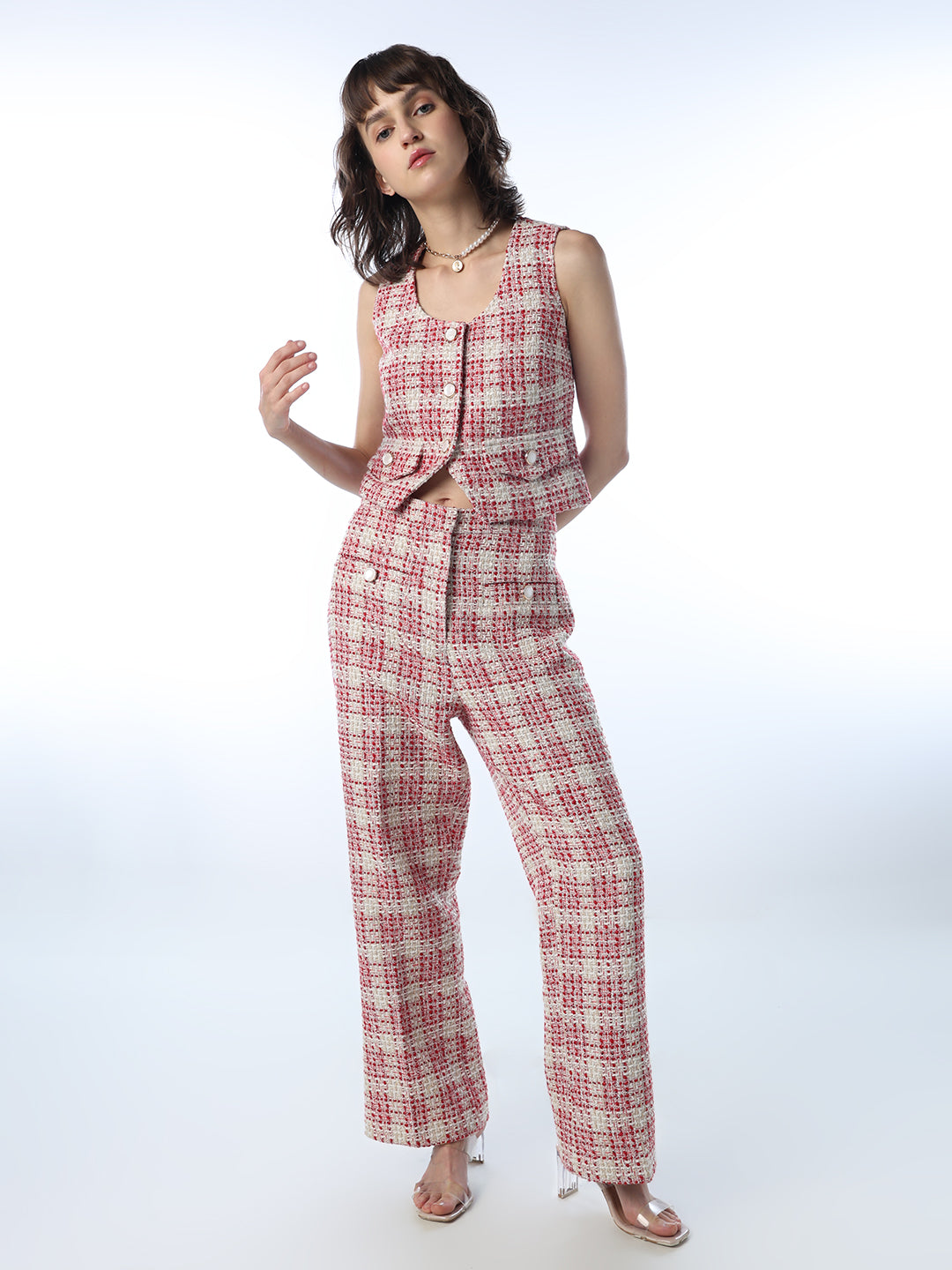 Tweed Straight Pants