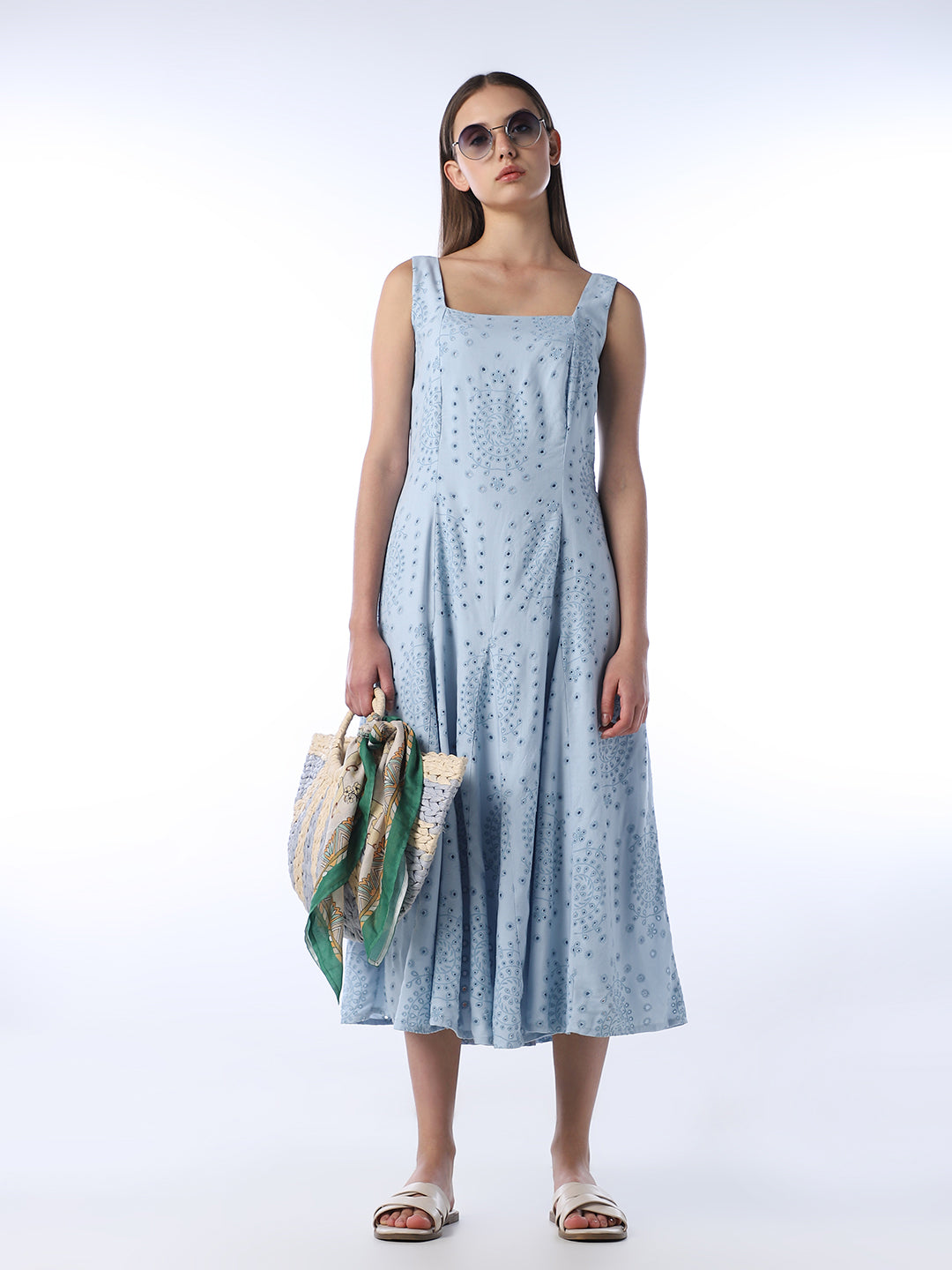 Schiffli Printed Midi Dress