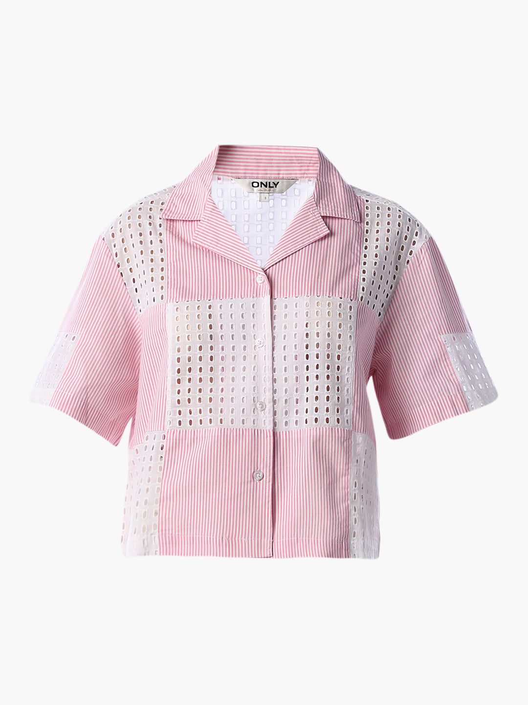 Pink Cut-Work Cotton Shirt