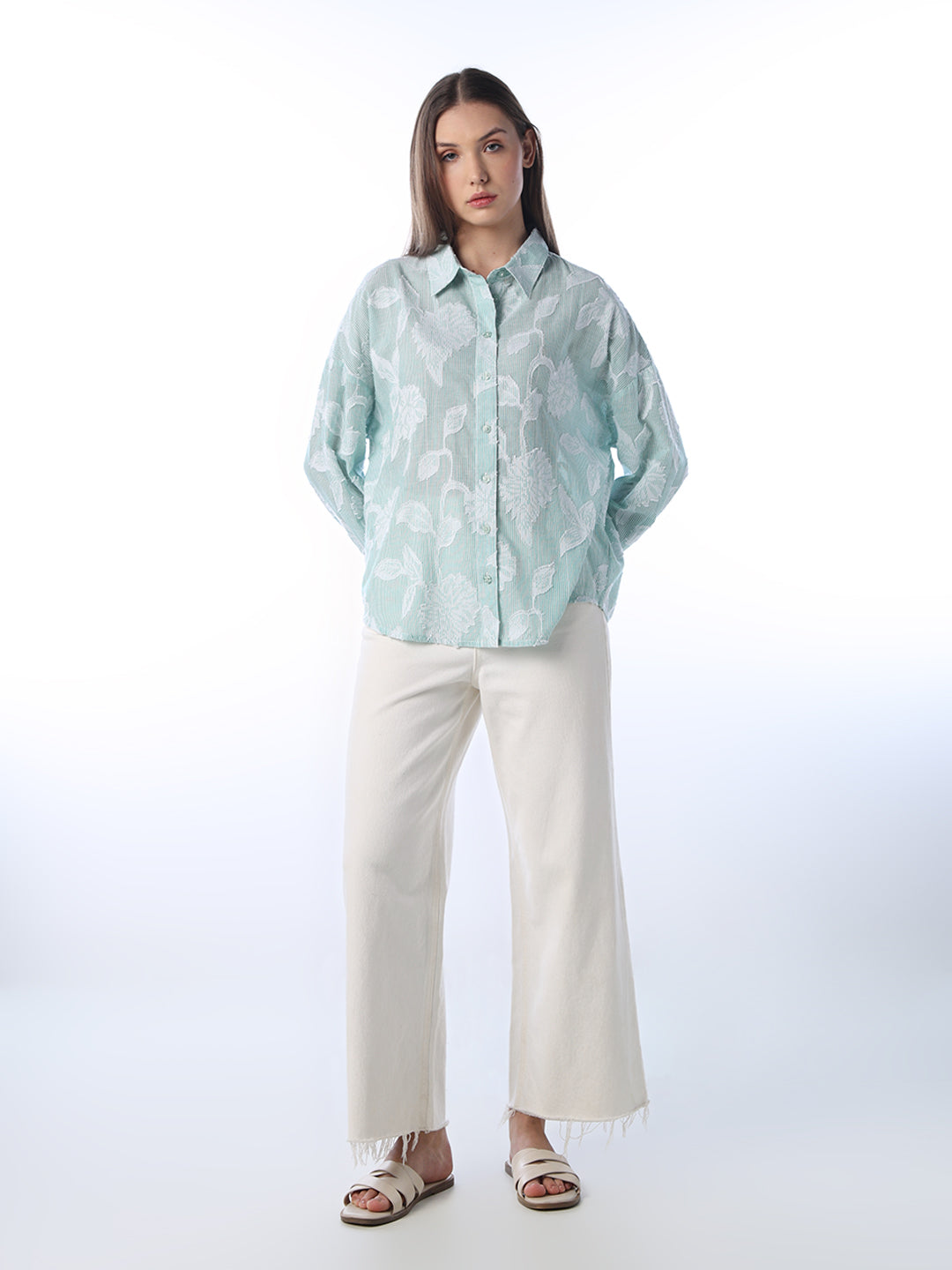 Sheer Textured Floral Shirt