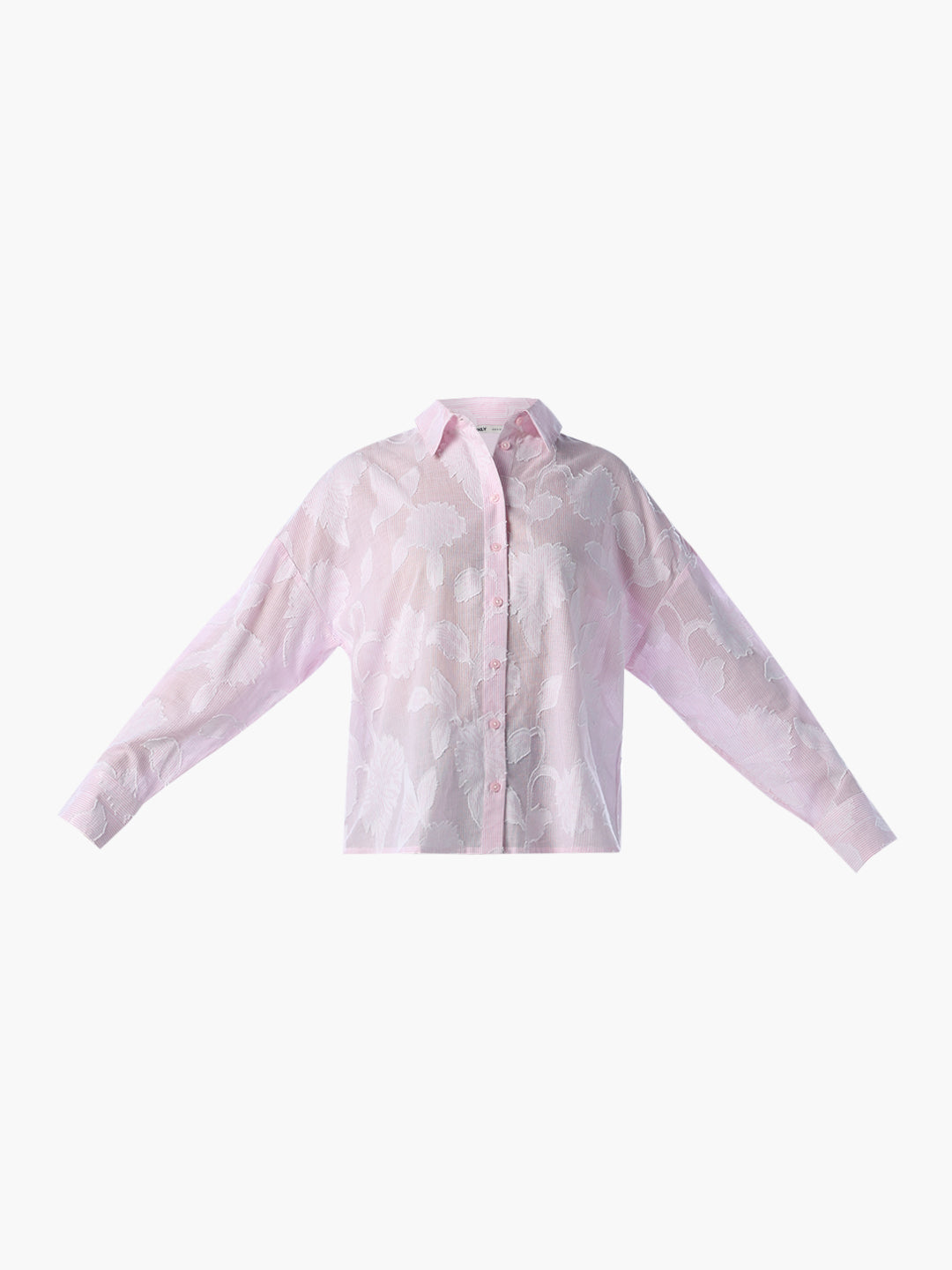 Pink Sheer Textured Floral Shirt