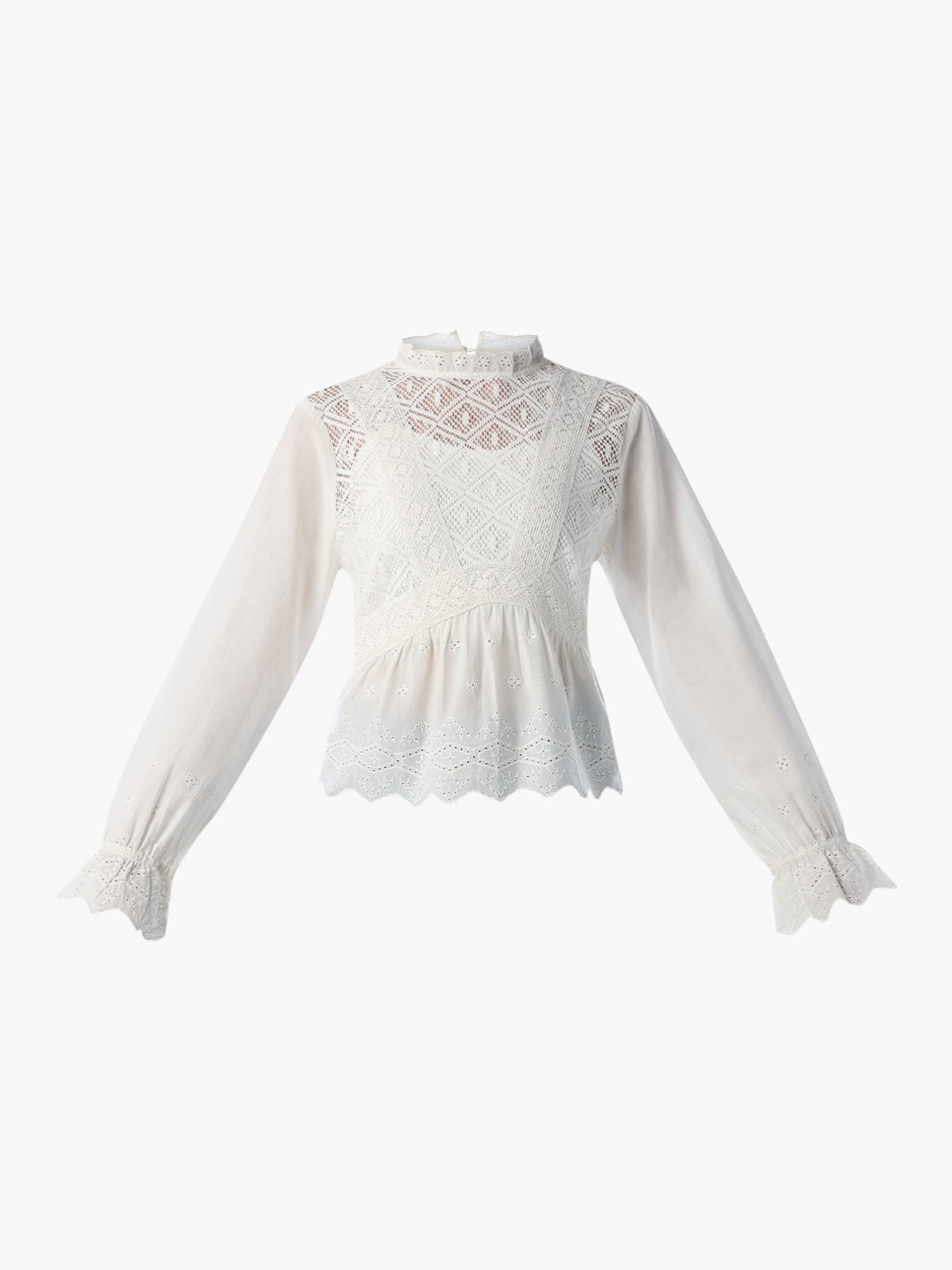 Lace Peplum Mesh Top