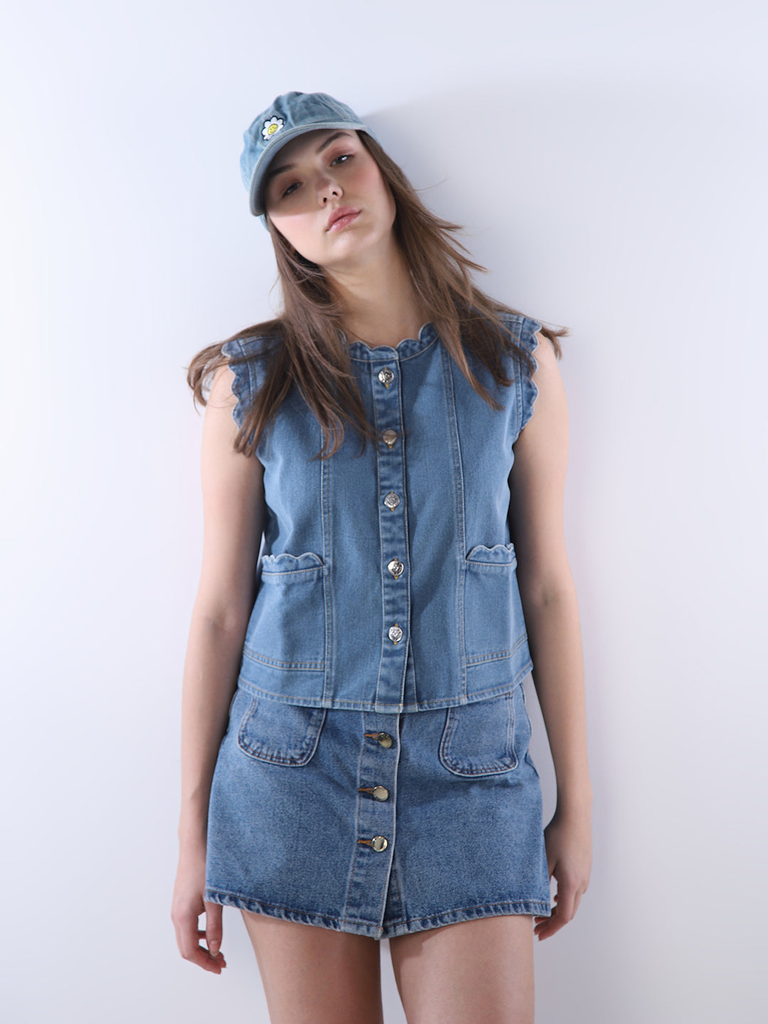 Cotton Sleeveless Denim Top
