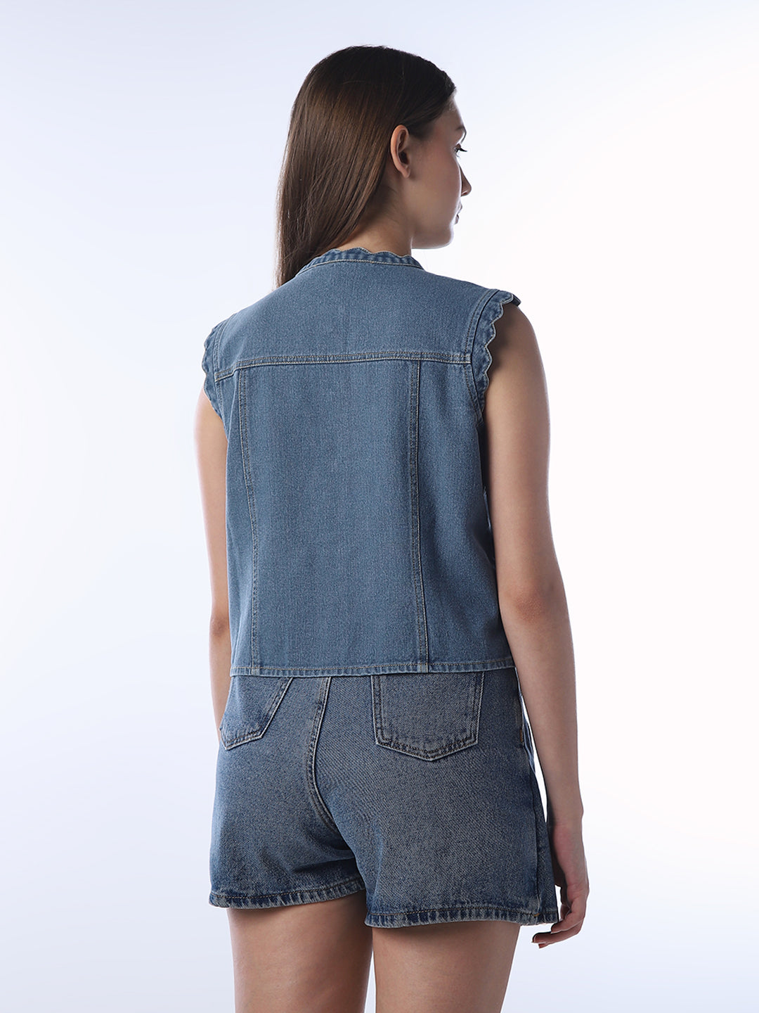 Cotton Sleeveless Denim Top