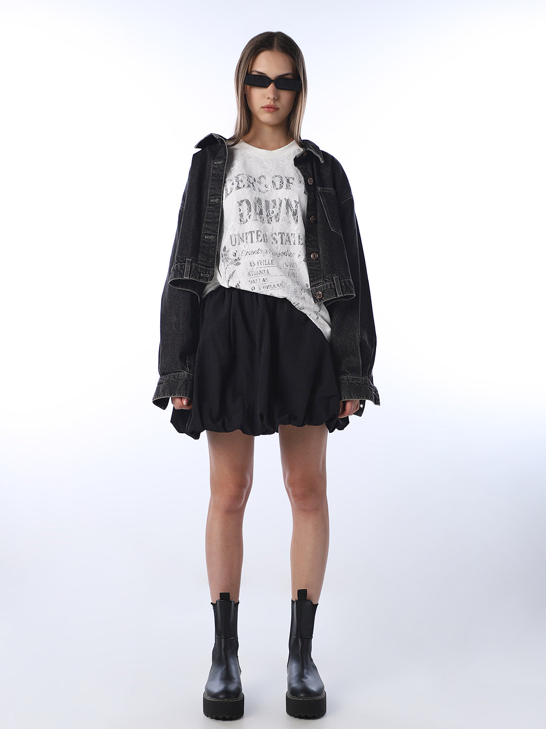 White Lace Printed Oversized T-shirt