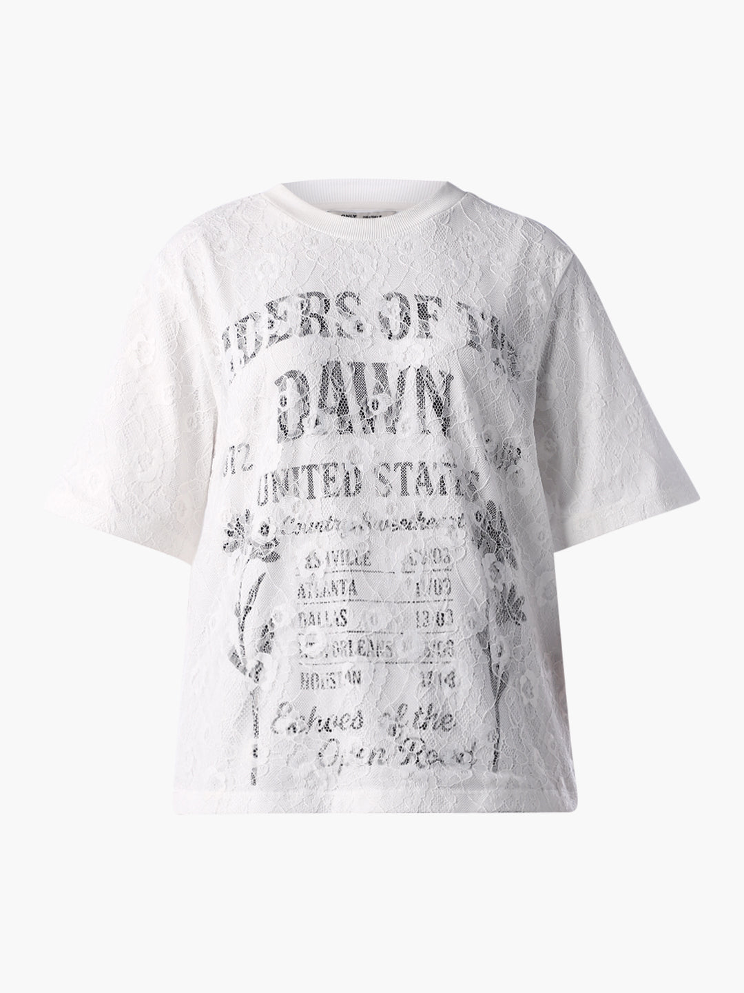 White Lace Printed Oversized T-shirt
