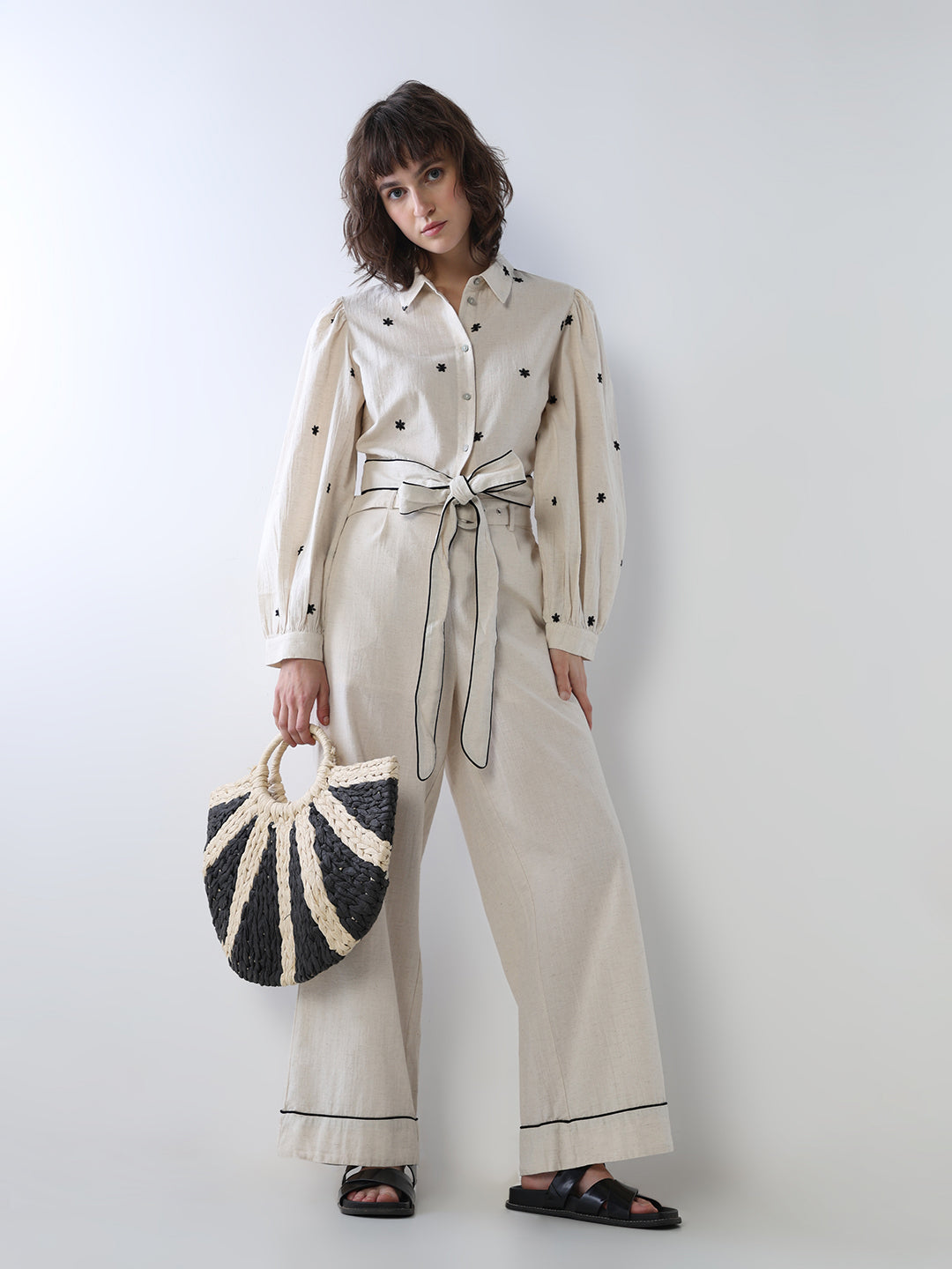 Belted Wide Leg Pants - 26