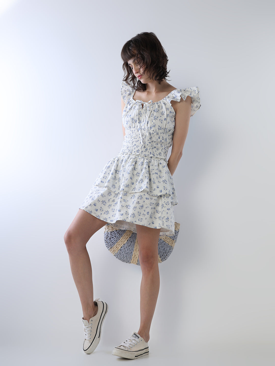 Smocked Tiered Floral Skirt