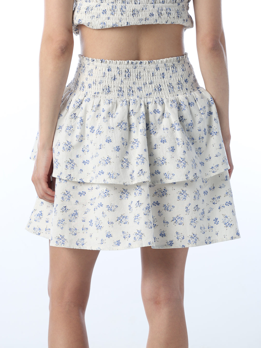 Smocked Tiered Floral Skirt