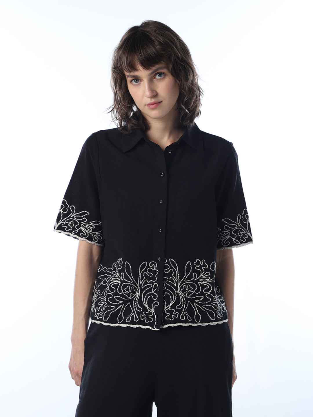 Embroidered Hem Shirt