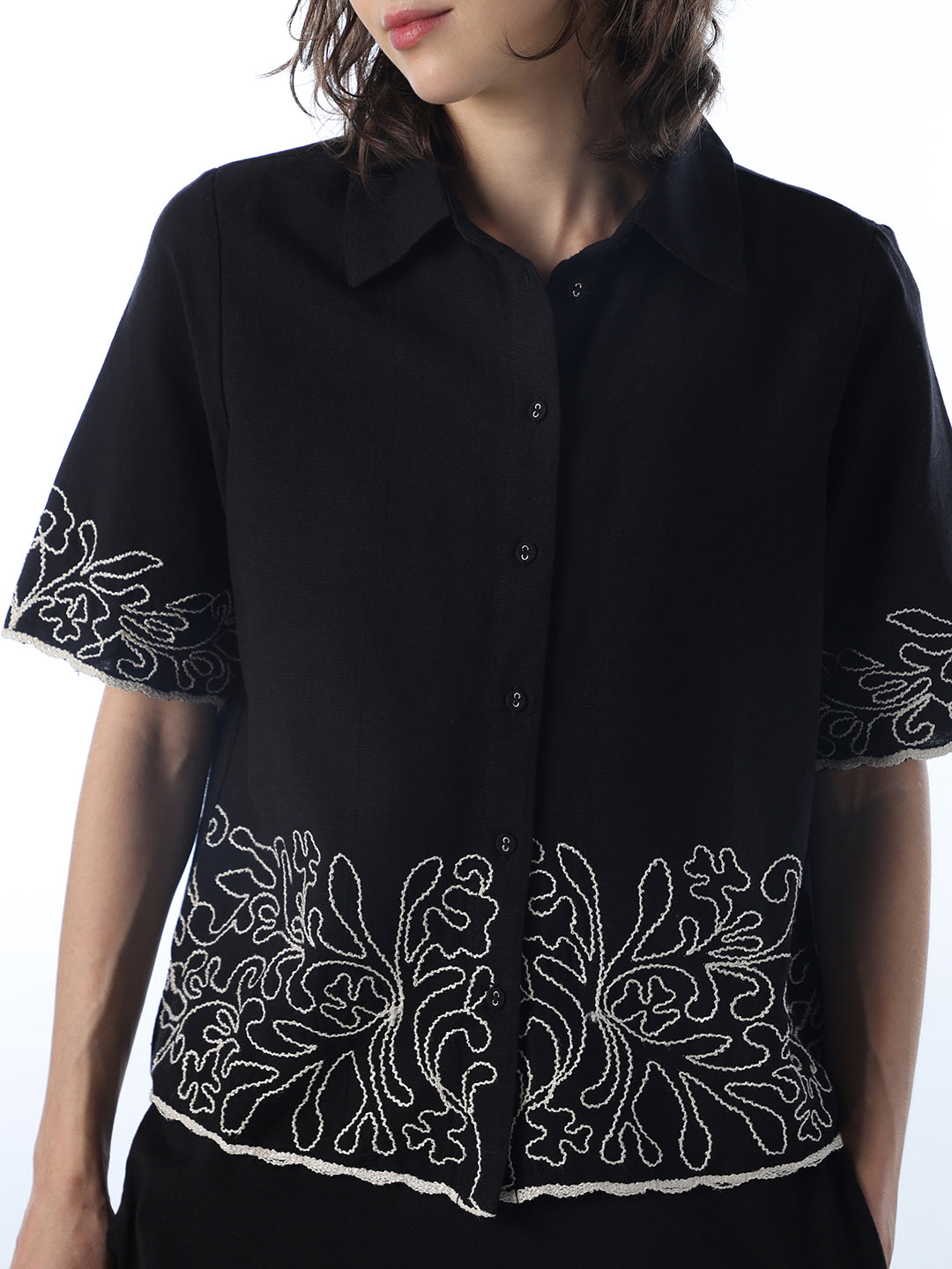 Embroidered Hem Shirt