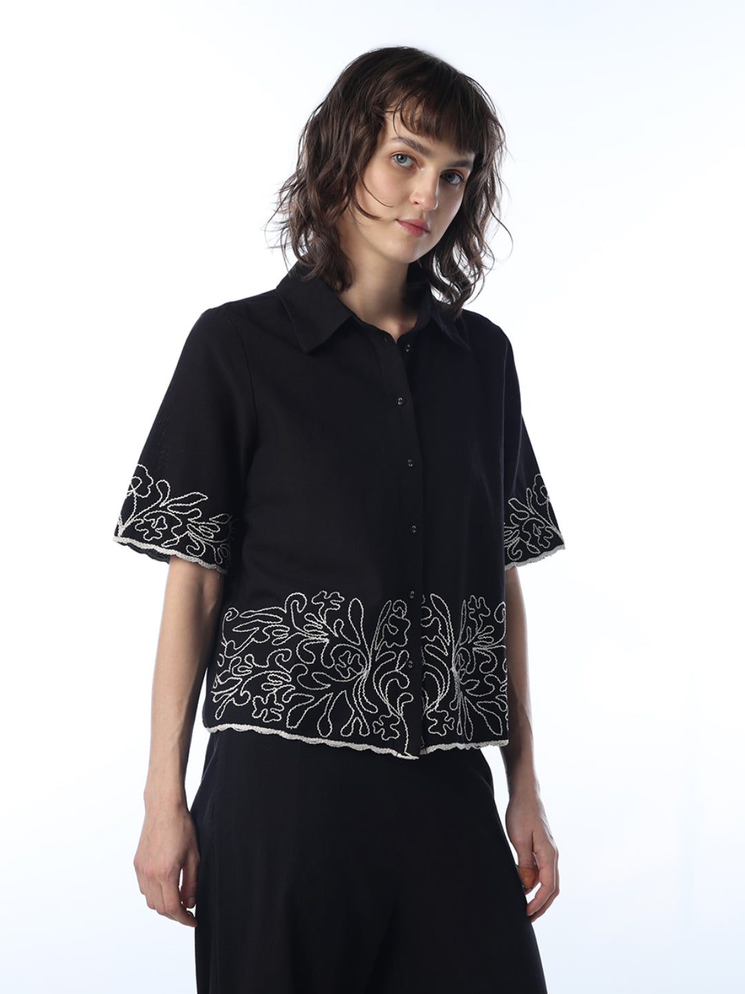 Embroidered Hem Shirt