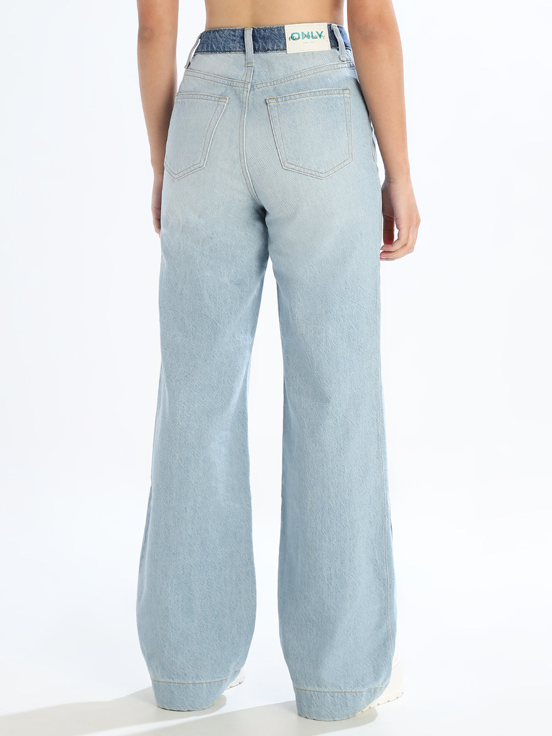 Dual Toned High Rise Wide Leg Jeans