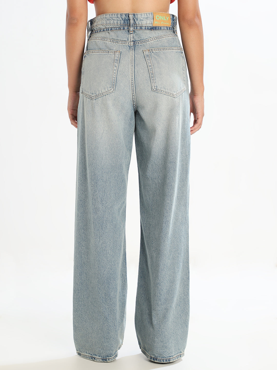 Light Wash Distressed Widel leg Jeans