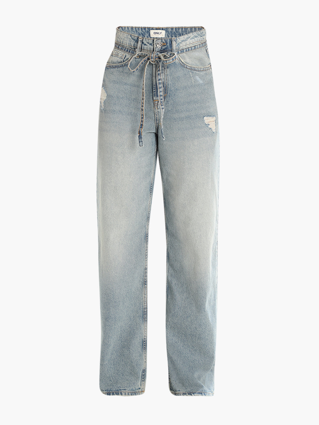 Light Wash Distressed Widel leg Jeans