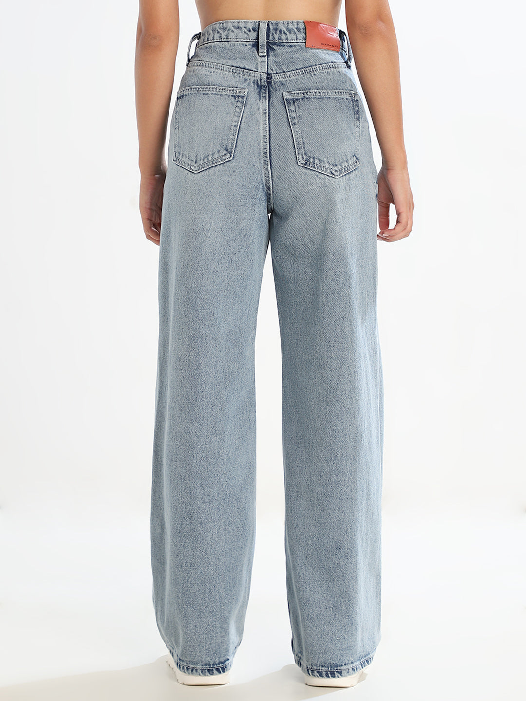 Light Blue Distressed Wide Leg Jeans