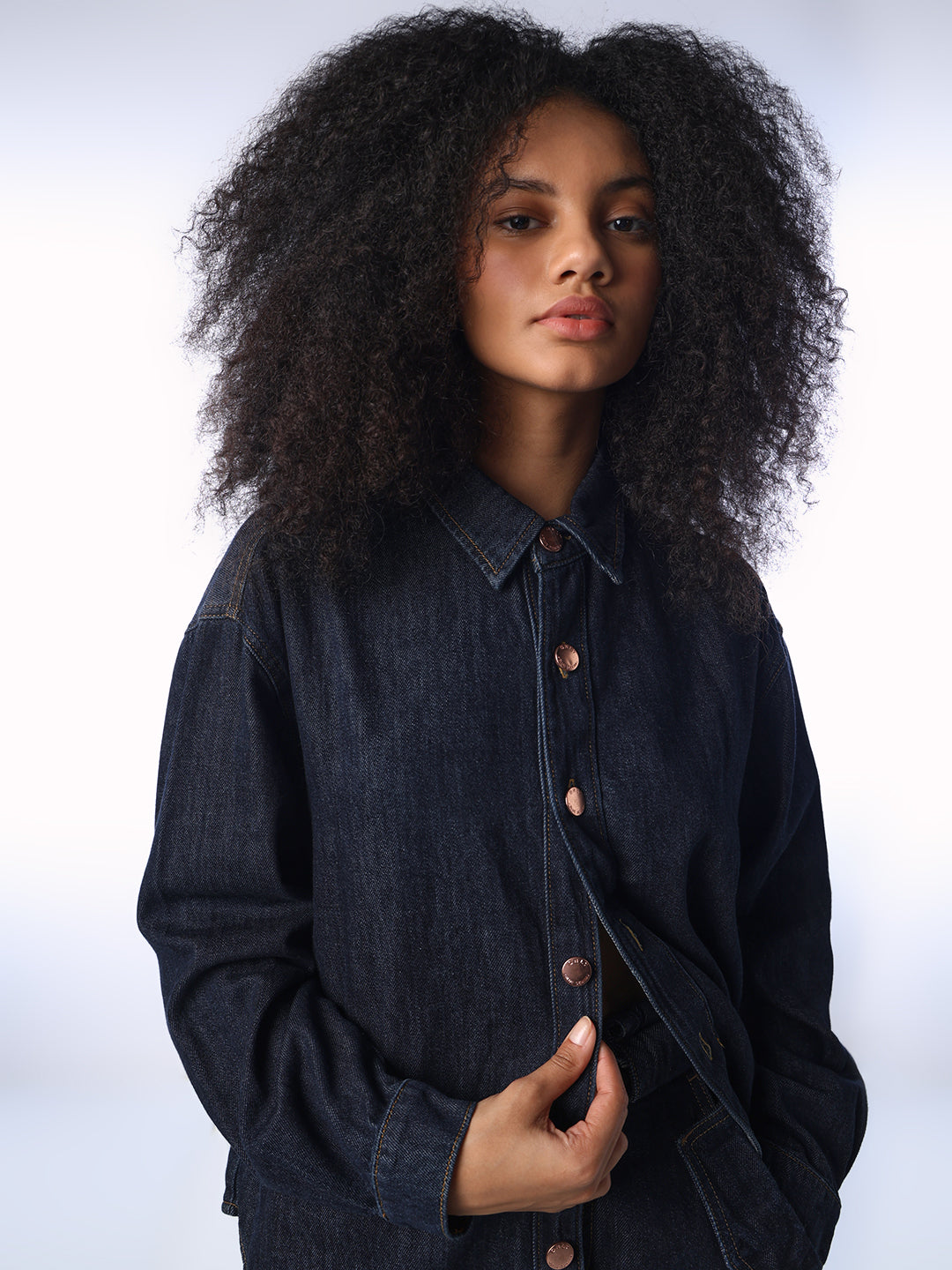 Dark Blue Cotton Denim Shirt