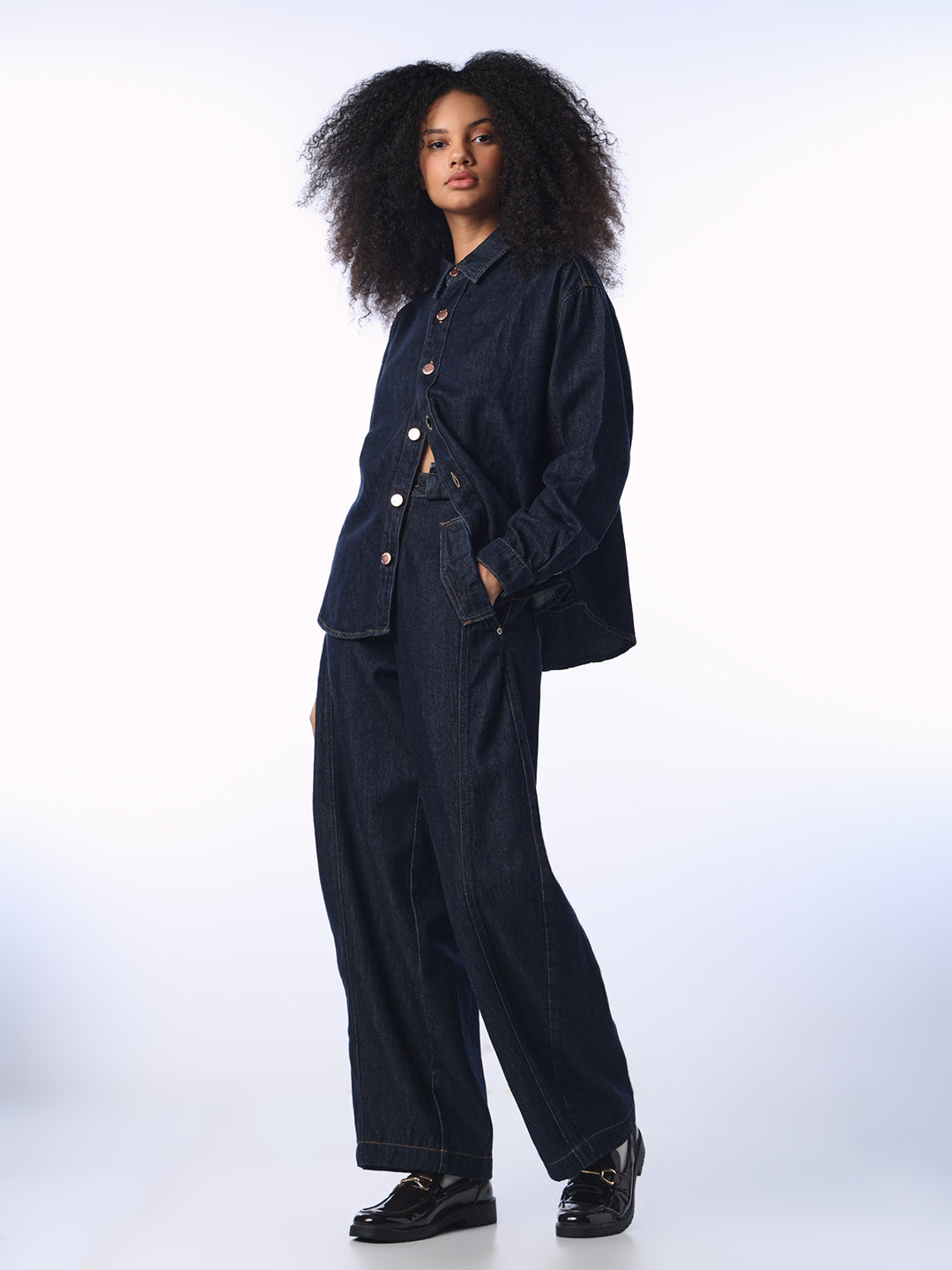 Dark Blue Cotton Denim Shirt