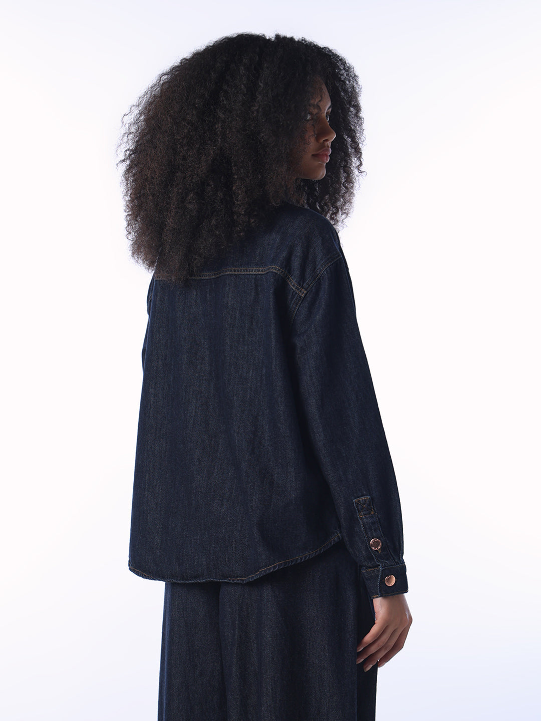 Dark Blue Cotton Denim Shirt