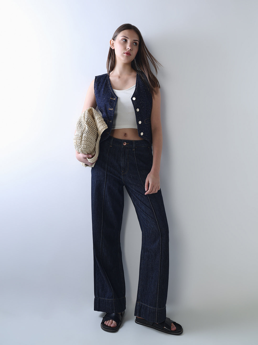 Wide Leg Dark Blue Jeans