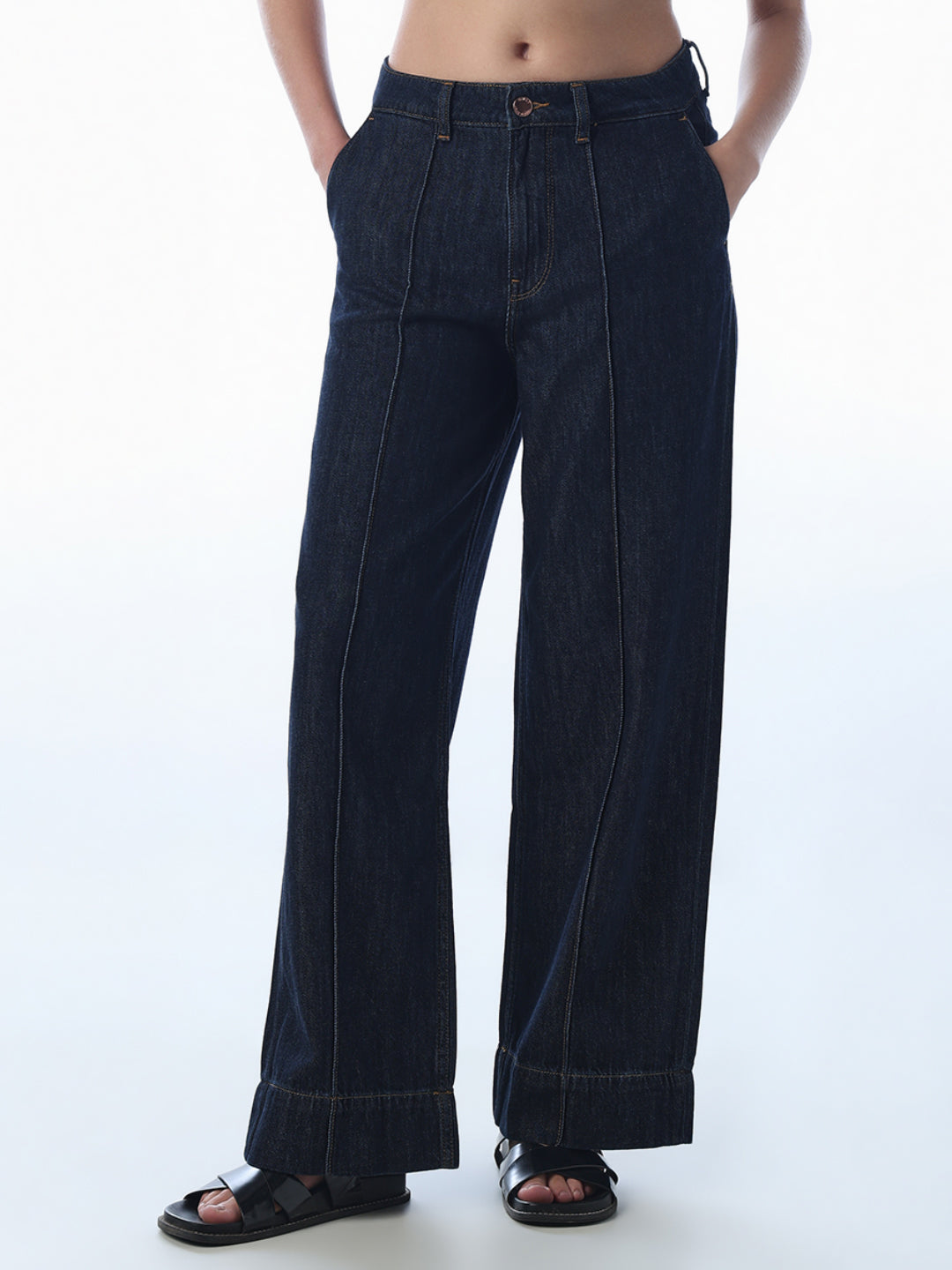 Wide Leg Dark Blue Jeans