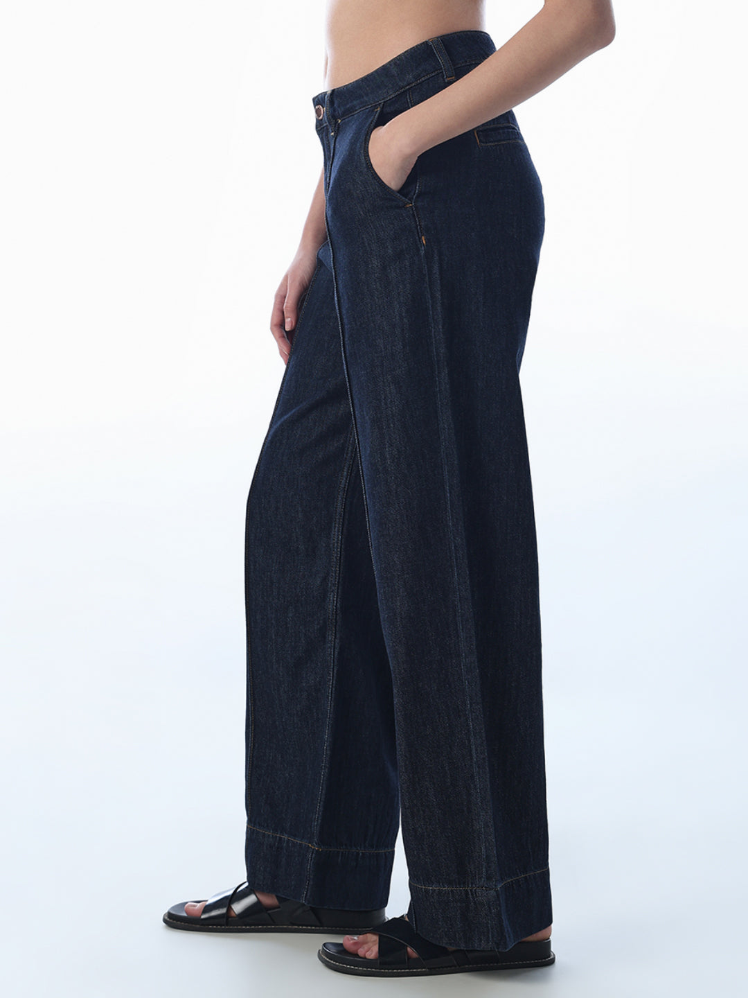 Wide Leg Dark Blue Jeans