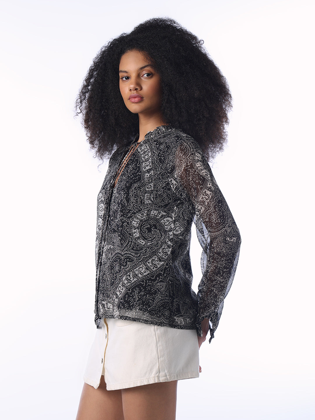 Black Paisley Print Top
