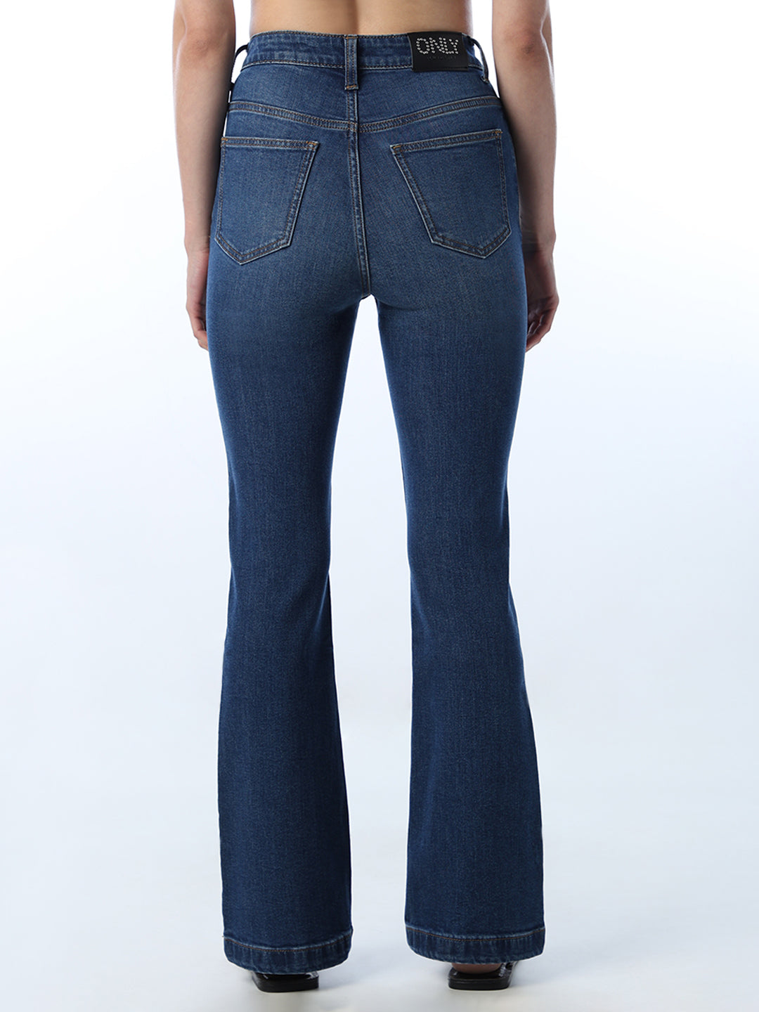 High Rise Washed Flared Jeans