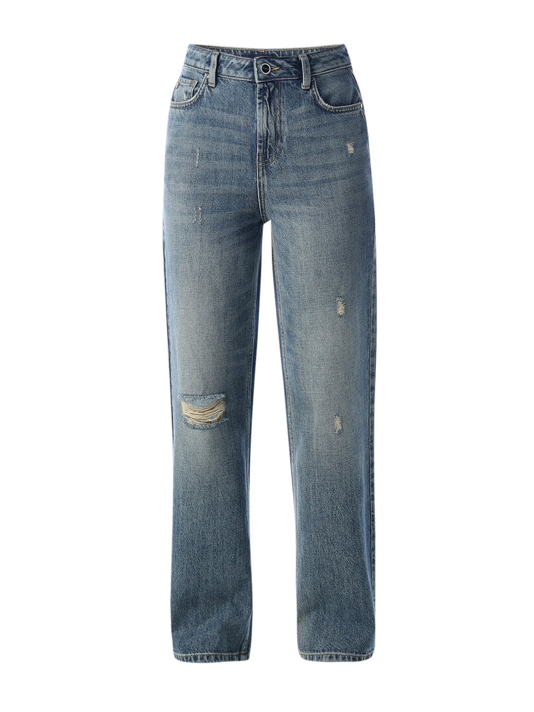 Mildly Distressed Straight Fit Jeans