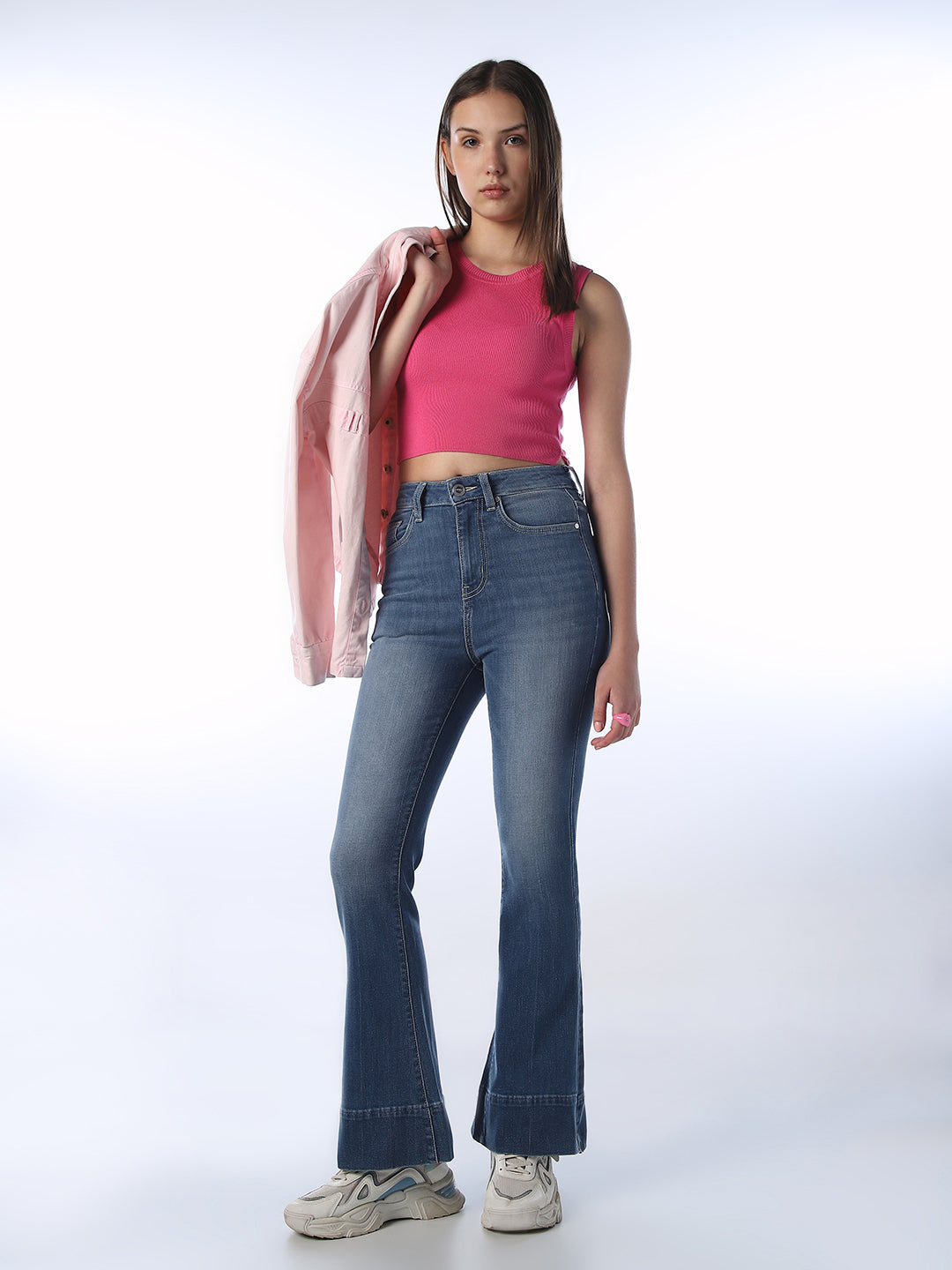 Mid-Washed Flared Jeans