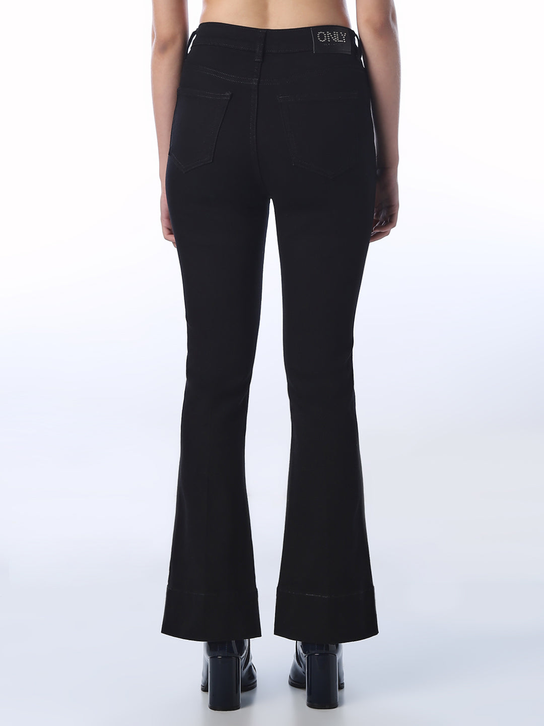 Black High Rise Flared Jeans