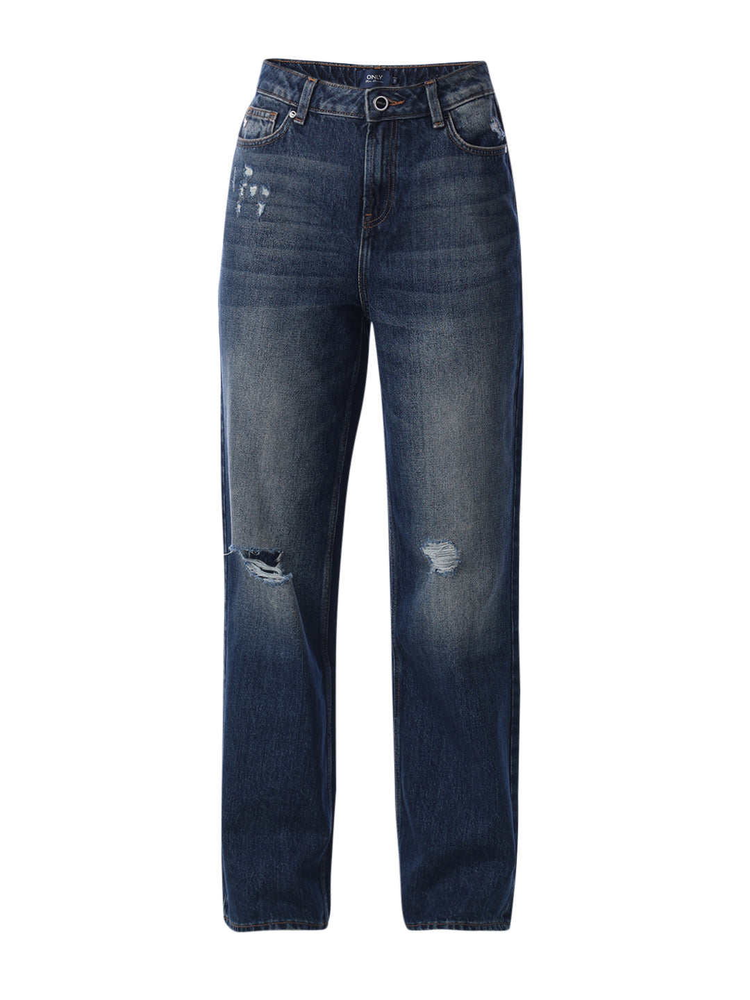 Mildly Distressed Straight Fit Jeans